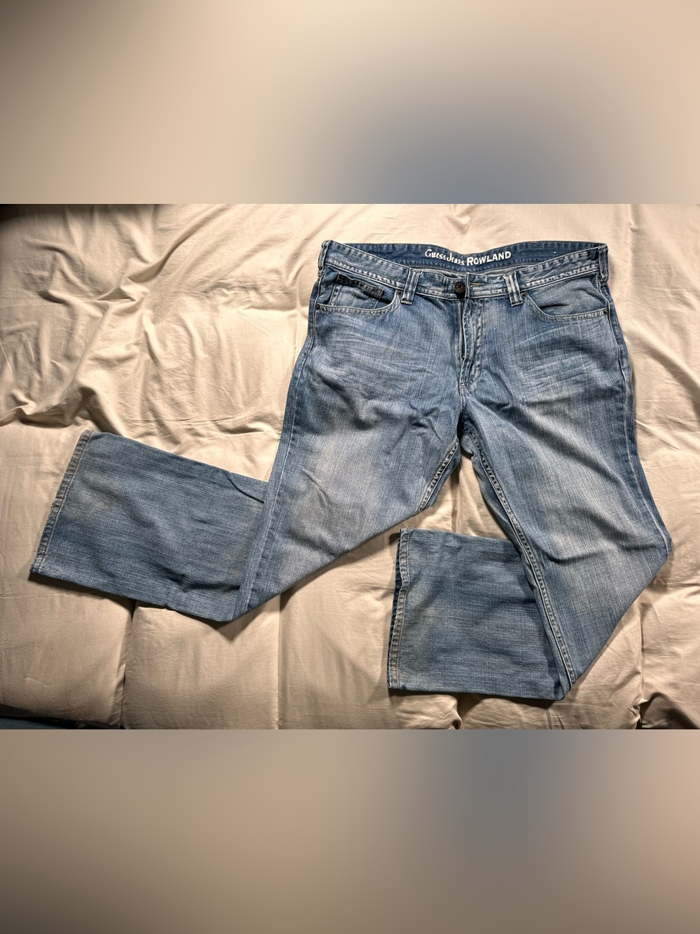Guess Jeans Rowland Men’s Light Wash Baggy Y2K Straight 40x32 Vintage Distressed